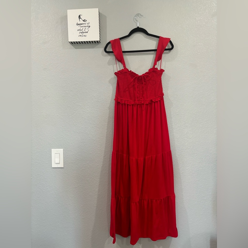 Francesca’s Red Tiered Maxi Sundress